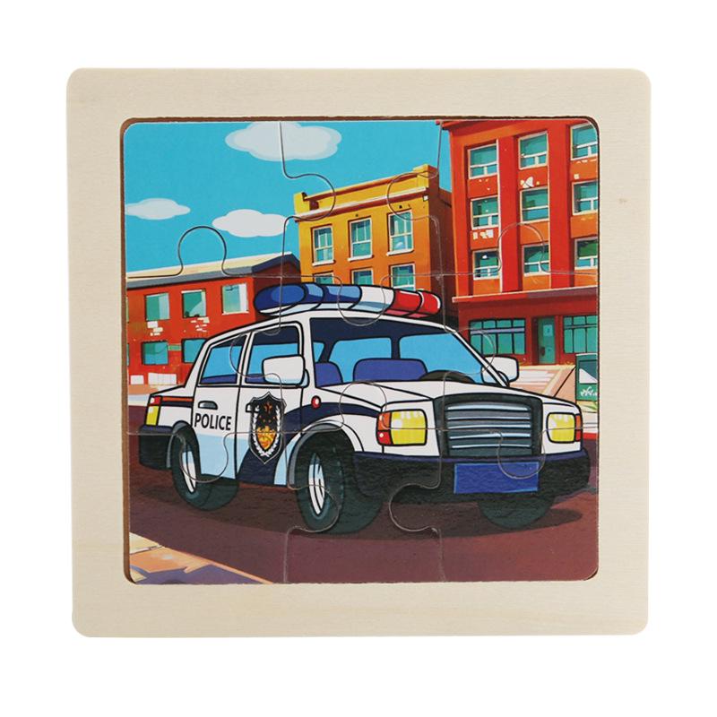 9-Piece Wooden Cartoon Animal Transport Jigsaw Toy for Early Education