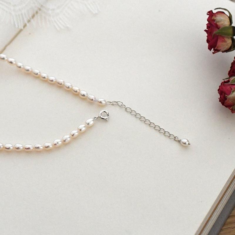 3 4Mm Mini Natural Freshwater Pearl Necklaces Nuptial Wedding Occasion For Women  Sterling Tone JewelryTrendy Necklaces