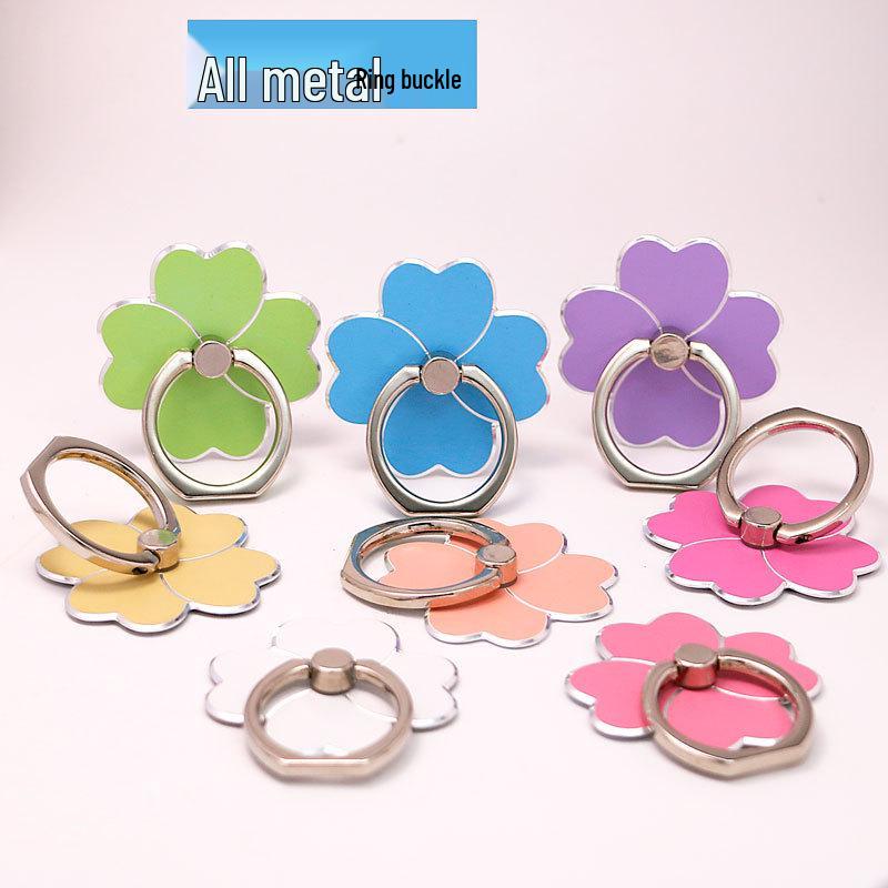 Four-Leaf Clover Metal Phone Stand Ring Holder – Creative Desktop Mobile Stand