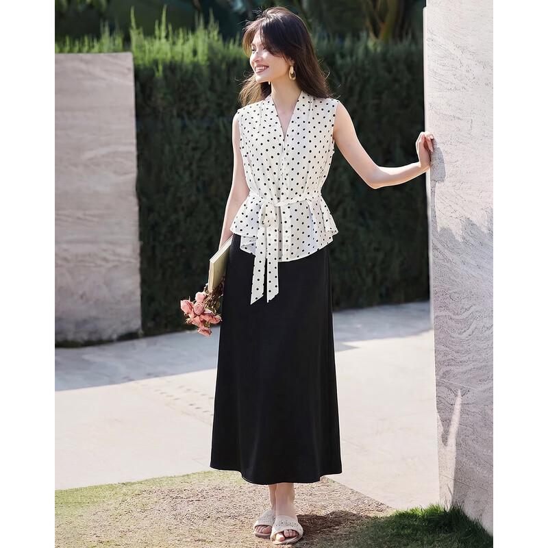 TERRE BLEUE Women's Polka Dot Sleeveless Two-Piece Set