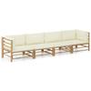 Day and Night - Day and Night Garden Furniture Set 4 Pieces Bamboo and Cream White Cushions