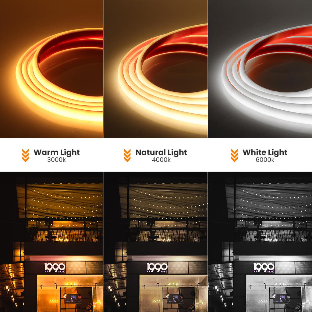 IP68 Wasserdichte COB LED Streifenlichter DC 12V Hohe Helligkeit 320 LEDs/m Flexibles Neonband mit EU/US/UK/AU Stecker für den Garten