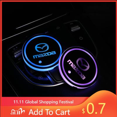 2025 Hot 2PCS 7 Color Luminous Water Coaster Water Cup Non-Slip Mat For Mazda 2 3 5 6 Axela Atenza Speed 6 CX-3 CX-4 CX 5 CX-7 C