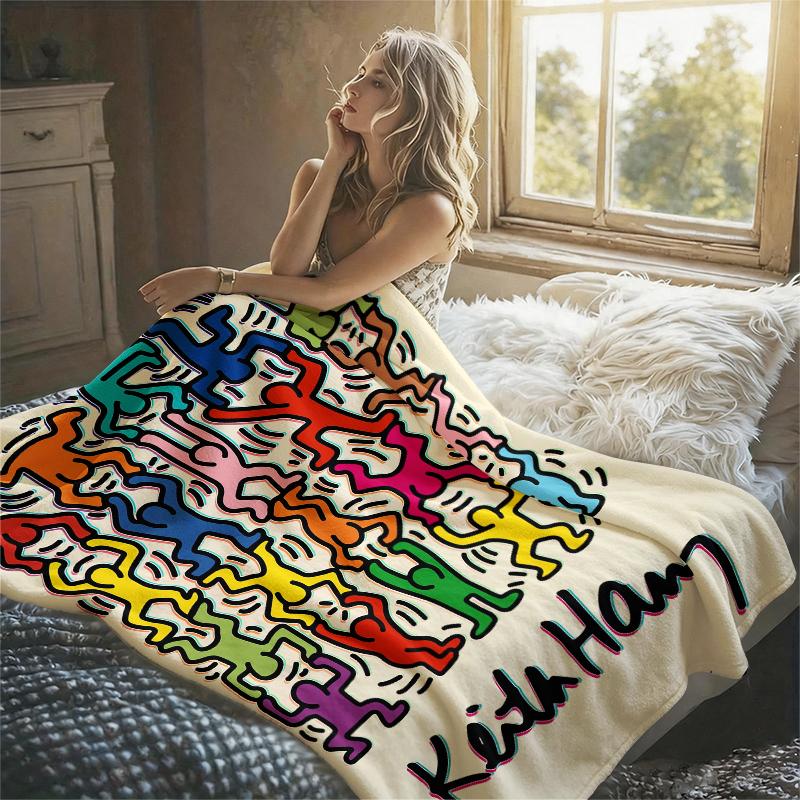 Keith Haring Flaneļa pleds Silts Mīksts