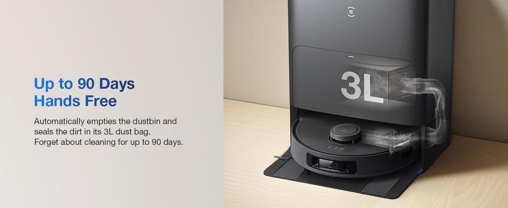 ECOVACS Deebot T30S Pro Robot Vacuum Cleaner with Wiping Function, 11,000 Pa, ZeroTangle Technology, 70°C Hot Water Wiping When Washing