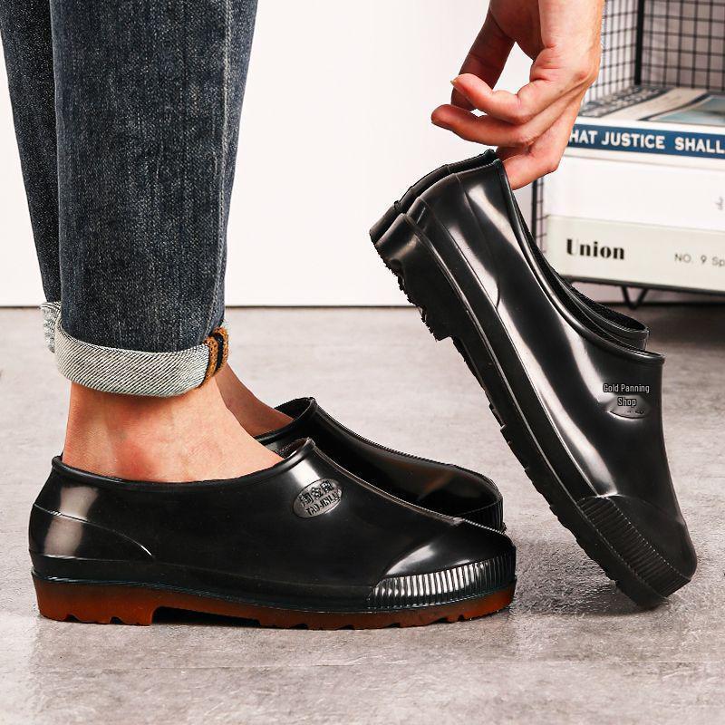 Men's Non-Slip Waterproof Short Rain Boots with Tendon Sole