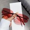 Metal Square Rimless Sunglasses Woman Retro Brand Small Rectangle y2k Sun Glasses Male Vintage Travel Fashion Eyewear