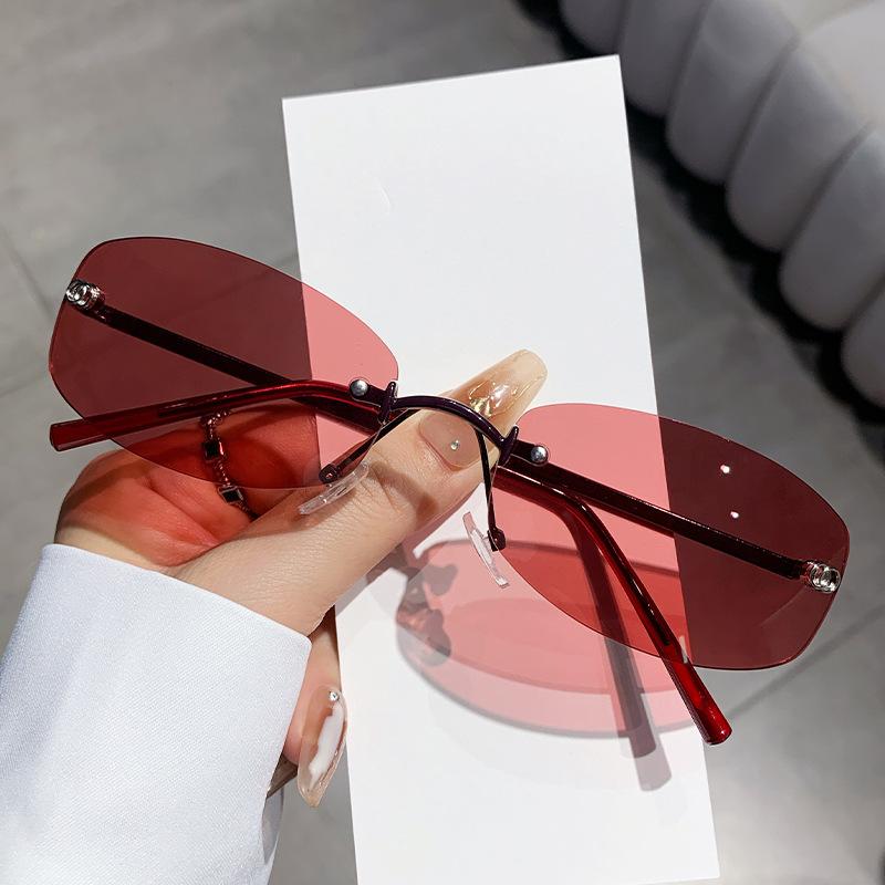 Metal Square Rimless Sunglasses Woman Retro Brand Small Rectangle y2k Sun Glasses Male Vintage Travel Fashion Eyewear