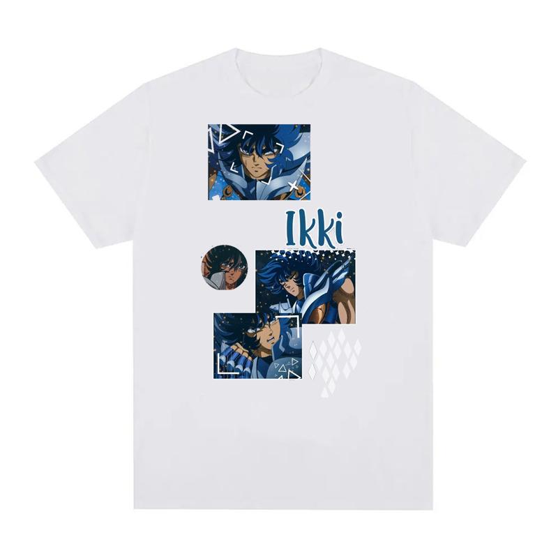Summer Print  Anime  T Shirts Men Women Saint Seiya O Neck 100% Cotton Unisex Tops EU Size Harajuku Tops Boys Clothes