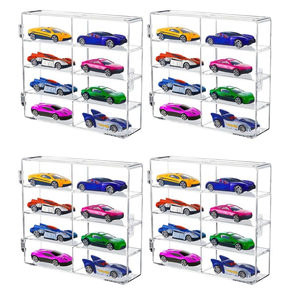 Store88 Tomica Storage Case, Collection Display Case for Miniature Cars, Parking, and Display, Clear (Set of 4)