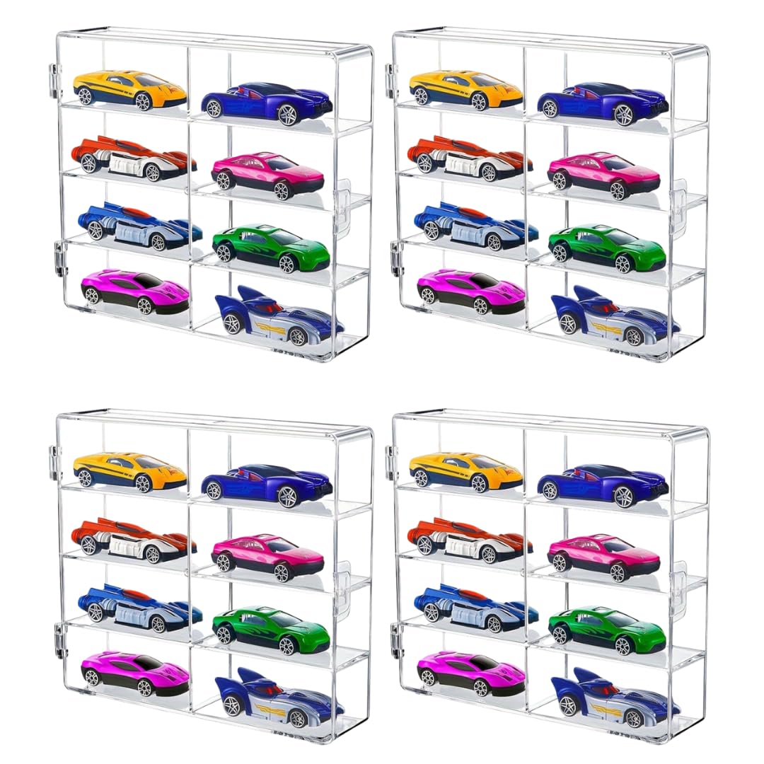 

store88 Кейс для хранения Tomica, Витрина для коллекции миниатюрных машинок, Парковка и дисплей, Прозрачный (Набор из 4)