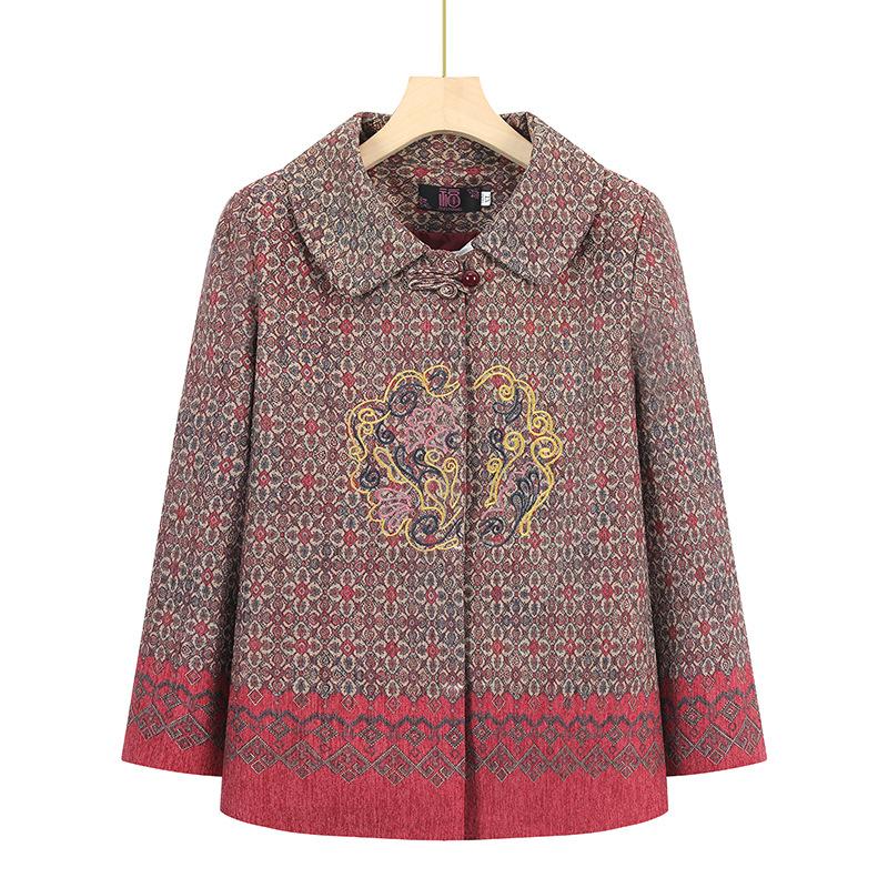 Autumn coat year-old season lapel top old lady gown XL (85-52.5kg recommended)