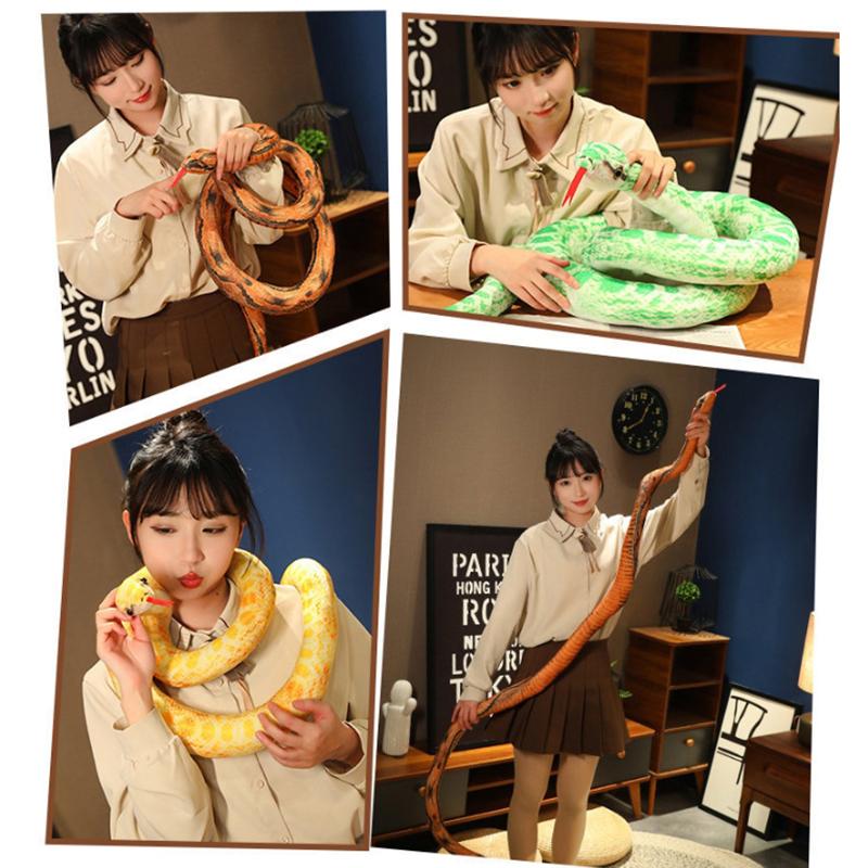 Künstliches Python-Plüschtier, lange Schlange, gelb, orange, grün, Python-Plüschtier, zum Dekorieren des Hauses, Weihnachtsdekoration