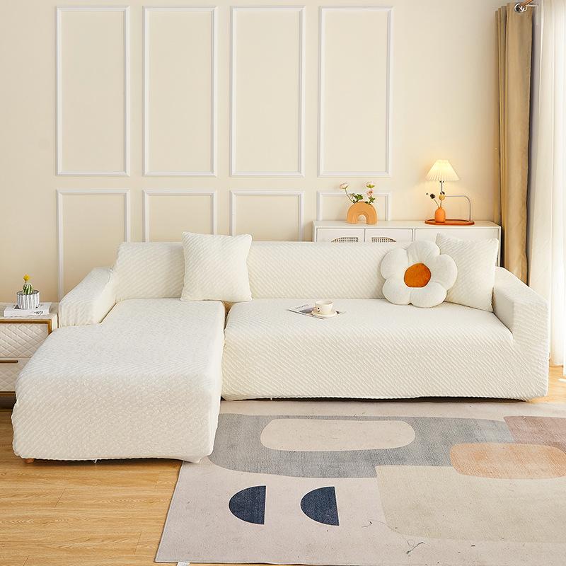 High-end Elastic Solid Color Thick Needle Thickened Jacquard Sofa Cover Embossed Dust Cover All-inclusive Sofa Cover