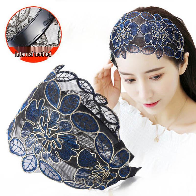 Women's Non-Slip Gray Hair Cover Headband with Teeth