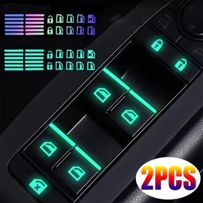 Svítící nálepka s tlačítkem spínače zvedání oken auta, dekorace spínače noční bezpečnosti zvedání dveří a oken, barevná fluorescenční nálepka