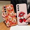 Cartoon Cherry Fruits Case For Samsung S26 Ultra S25 A18 S24 S23 S22 S21 FE A15 A16 A17 A35 A36 A37 A54 A55 A56 A57 Leather Texture Silicone Cover