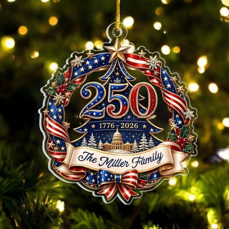 Patriotic Theme Acrylic Christmas Ornaments for the 250th U.S. Anniversary