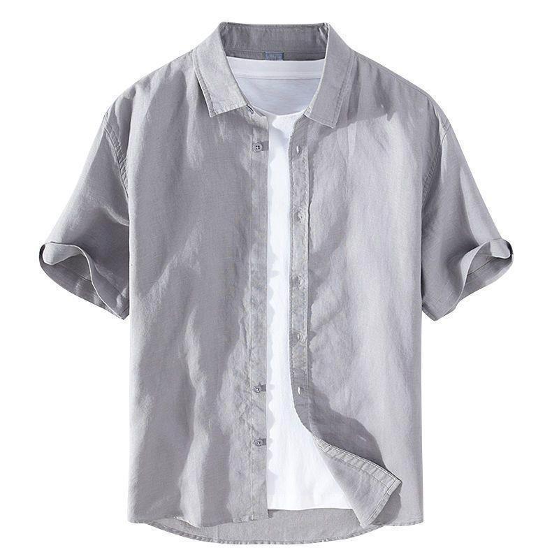 Men's Breathable Linen Shirt - Short Sleeve Casual Summer Top & Long Sleeve White Cotton Option