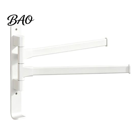 Drill Free Towel Bar Swivel Rack, 180 Degree Rotating Design, Wall Mounted Space Rack for Bathroom Aluminum Swing Holder, Anti-slip Organizer Kitchen