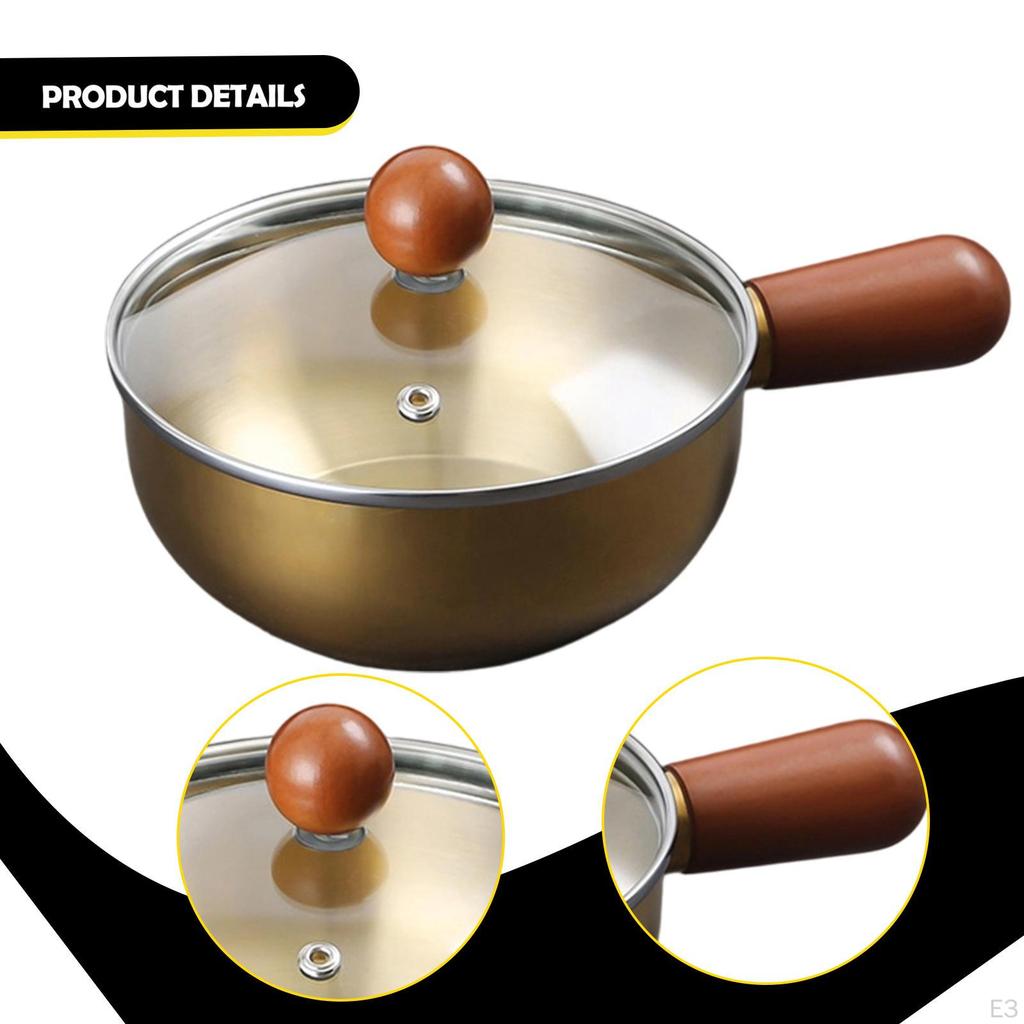 Stieltopf Butterwärmer Essen Küche Kochwerkzeug 600ml mit Holzgriff Kochgeschirr