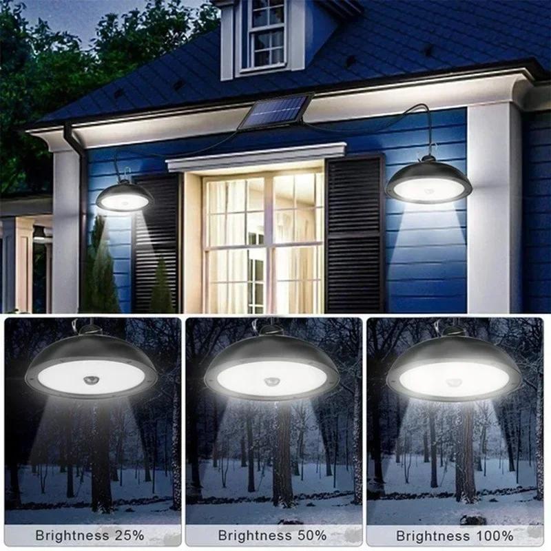 Solar Pendant Light with Remote Control - LED White/Warm Outdoor Chandelier for Camping and Garden