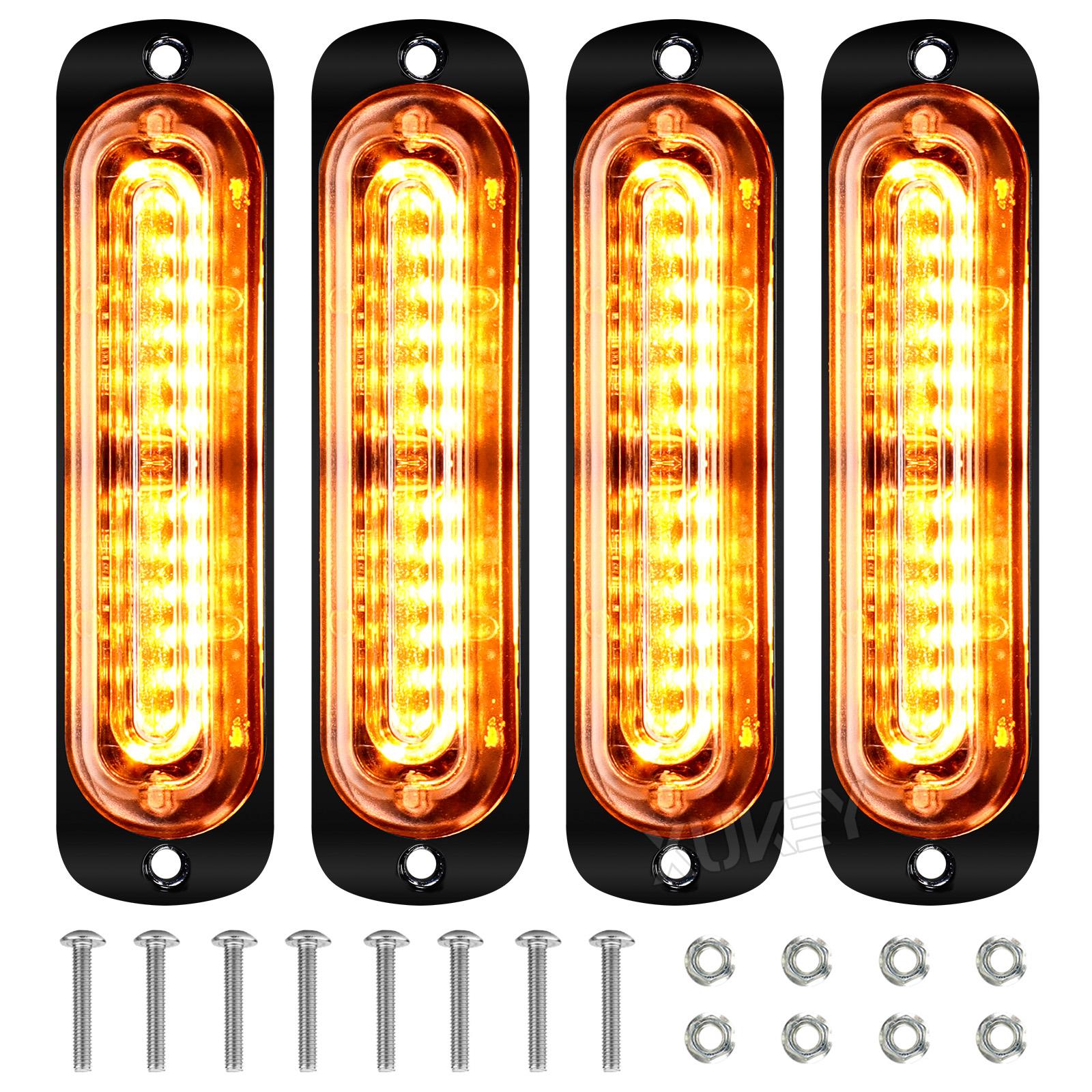 

4x 12-светодиодные стробоскопические аварийные лампы для поверхностного монтажа, проблесковые огни для пикапа жёлтый