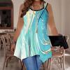 Modische Damen-Freizeit-Sportweste mit Doppelring, Marmorader-Musterdruck, unregelmäßiger Saum, elegant und schlicht