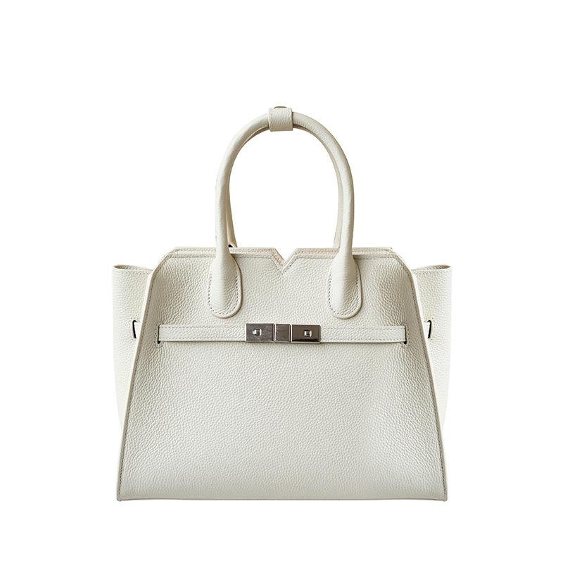 Vielseitige Schultertasche aus Platin-Rindsleder, temperamentvolle Leder-Damentasche, Messenger-Damenhandtasche mit großem Fassungsvermögen, hochwertig