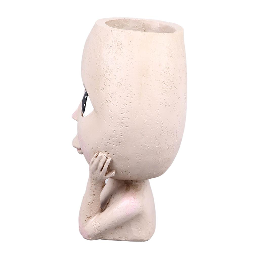 Ansiktskrukor Stor Kaliber Harts Dräneringshålsdesign Kreativt Huvud Suckulentplanteringskruka för