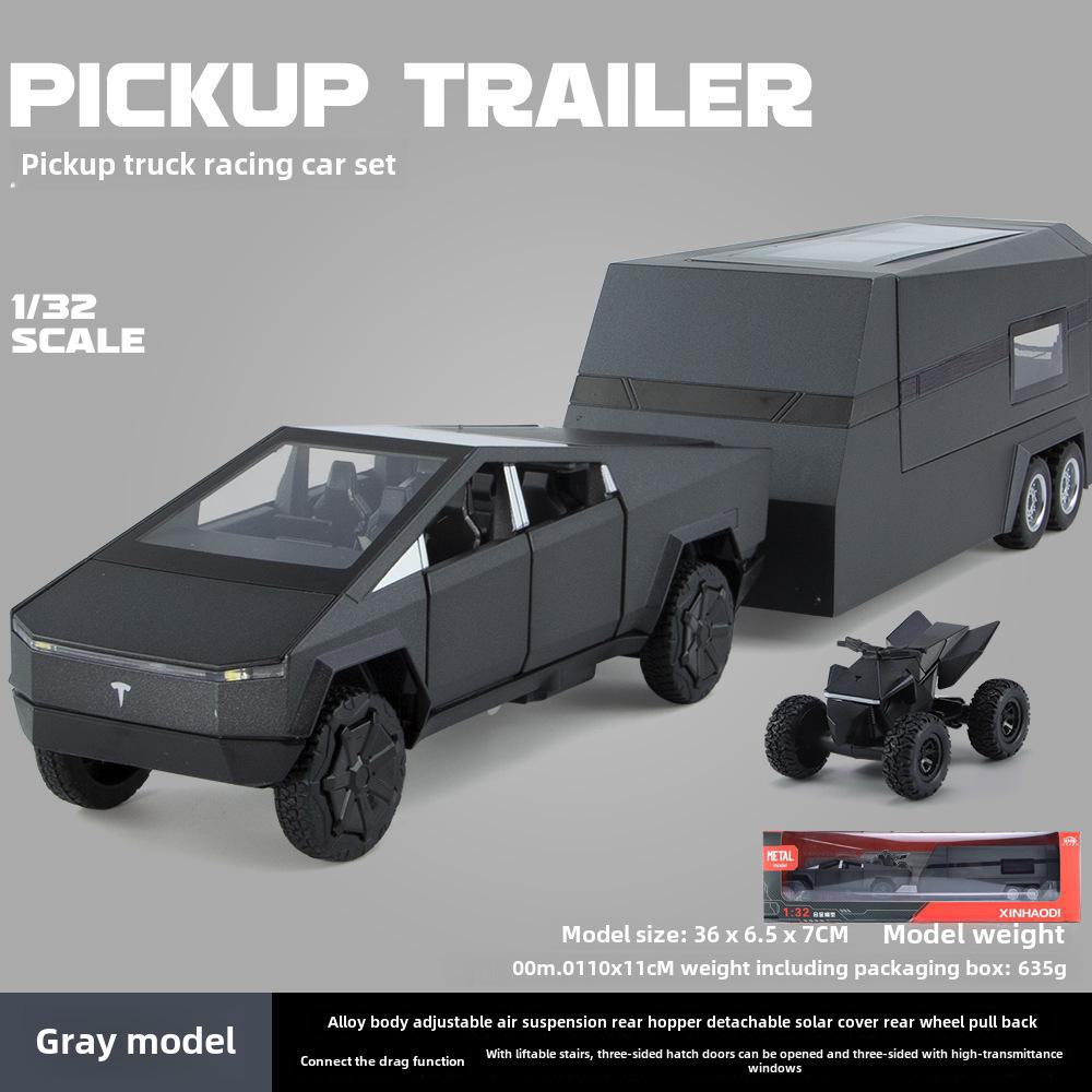 

1:32 Модель прицепа-дома Tespika из сплава - игрушечный автомобиль с инерционным механизмом, звуком, светом и открывающимися дверями.