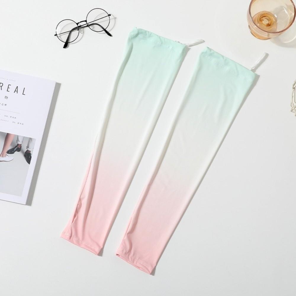 Gradient Color Sunscreen Arm Sleeves Pulling Rope Cycling Arm Cover Ice Silk Arm Sleeves Ladies
