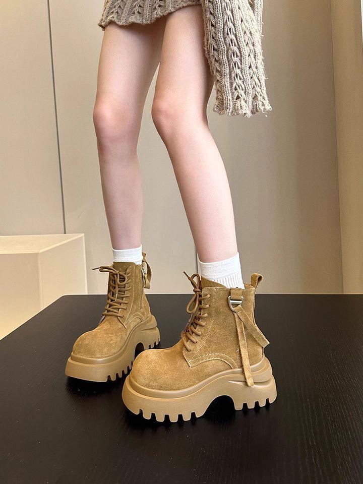 British style platform Martin boots women's autumn 2025 new retro small man height increase big head locomotive short boots