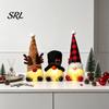 Festive Home Ornaments Christmas Gnome Figurine, Snowflake Knit Hat LED Light Up Rudolph Accents Doll, Nordic Noel Plush Ornament for Home,