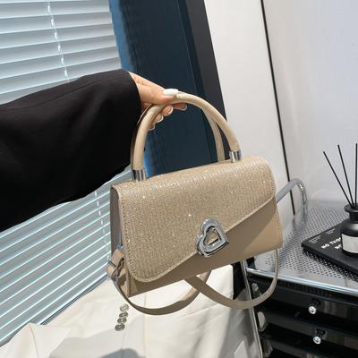 Simple Texture Niche Design Casual Portable Small Square Bag Summer New Glossy Splicing Shoulder Messenger Bag