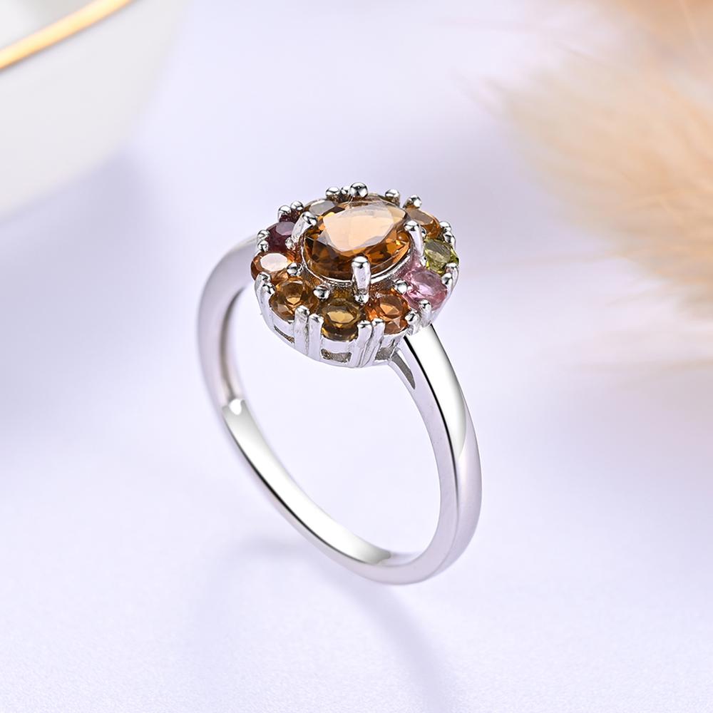 Splendido set di gioielli raffinati in argento sterling 925 con gemme di tormalina naturale colorata per feste da donna e outfit quotidiani