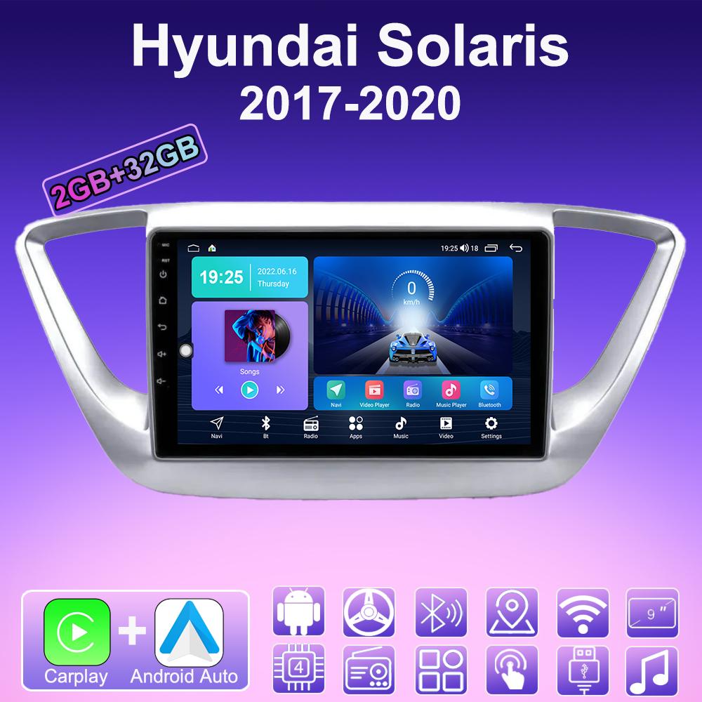 2 DIN Android Carplay Car Radio For Hyundai Solaris 2017-2020 Multimedia Player Head Unit Stereo GPS Navigation BT WIFI 2+32GB