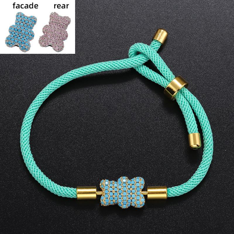 Woven Hand Rope Full Diamond Double-Sided Two-Color Bear Bracelet Color Jewelry Accessories Vl207