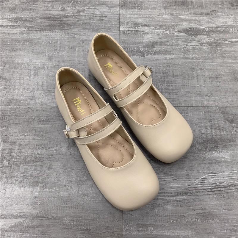 Fashion 2025 Flat Shoes Women's Spring Autumn New Vintage Mary Jane Shoes Women's Shallow Square Toe Large Size Women's Shoes 41-43