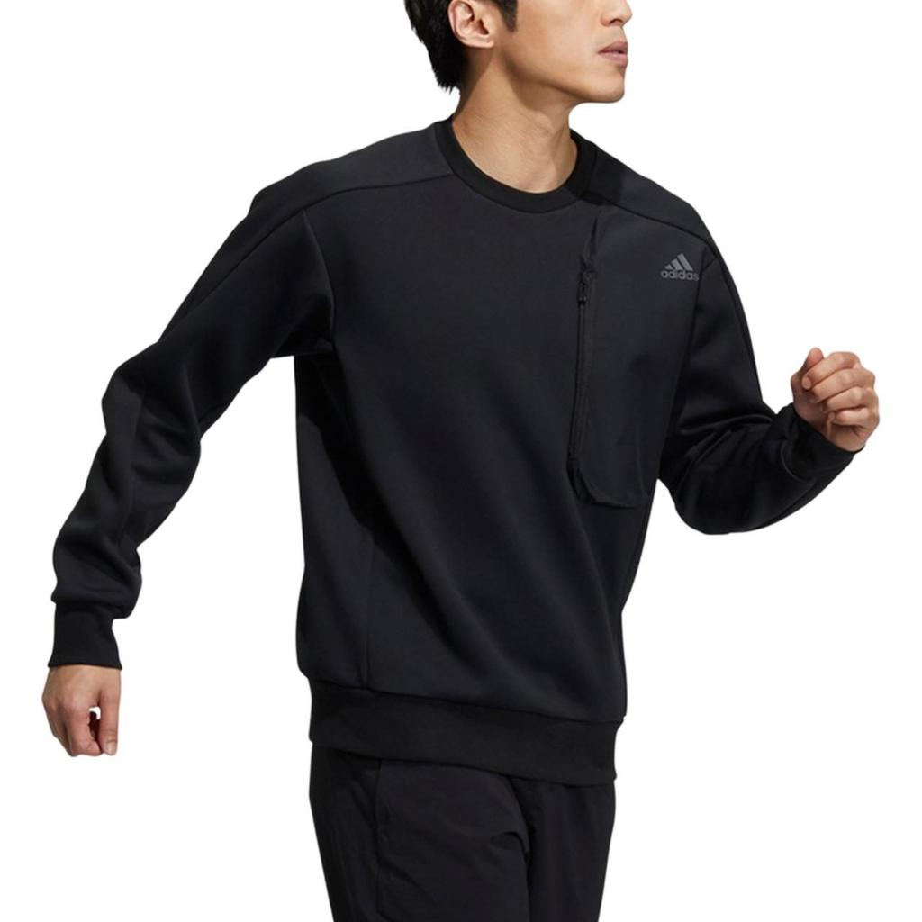 adidas Sweatshirts Men's Black Crew Neck Moderate Regular H39295