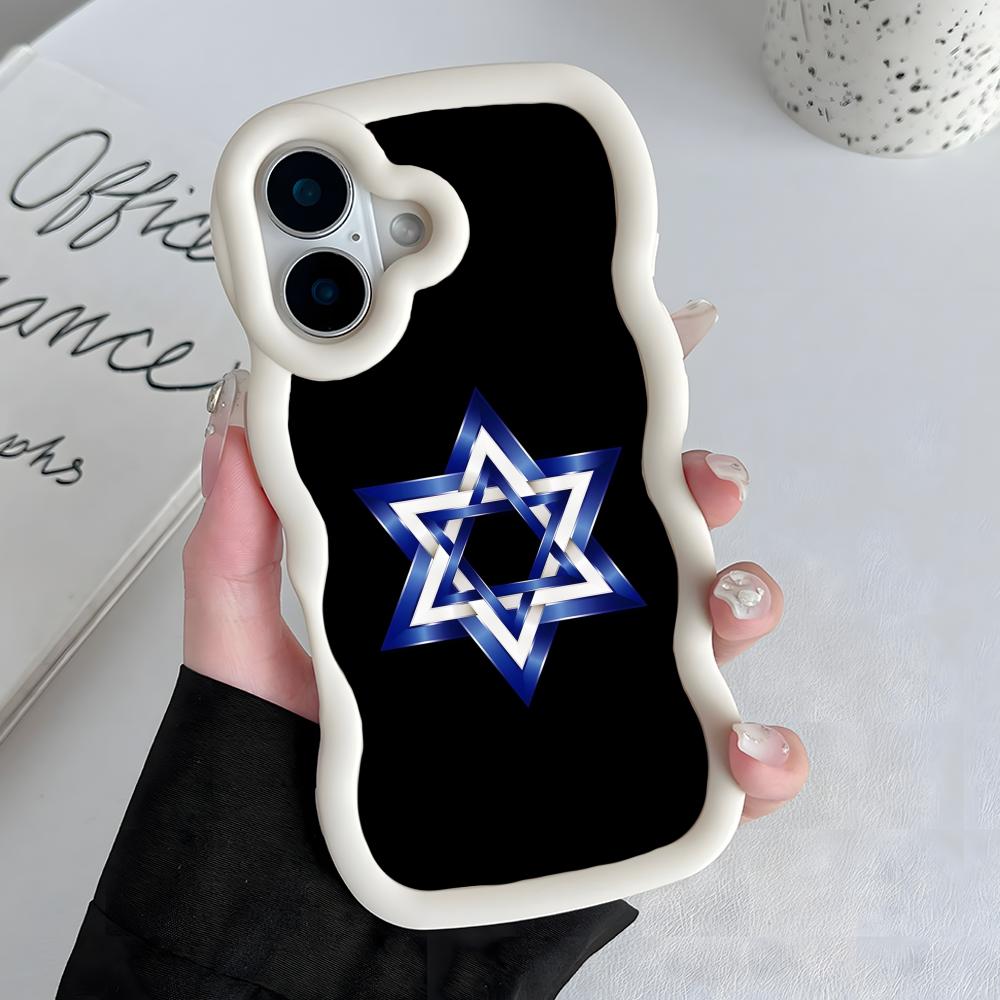 Jewish David Star Mobile Cell Phone Case for iPhone 17 16 15 14 13 12 11 Air Pro Max Plus Wavy Edge TPU Colorful Cover Cover