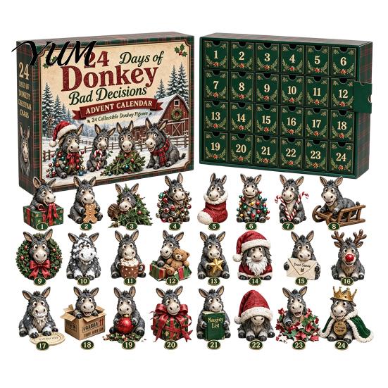 Interaktives Feiertagsspiel Shih Tzu Adventskalender, 24-Tage Countdown Spielzeug-Set mit Mini-Hundefamilie zu Weihnachtsfiguren, Baumhänge-Dekoration, Geschenk
