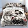 Floral Bride and Dragon Art Bedding Set for Kids Luxury Gift 3pcs Digital Print Comforter Set Soft Comfortable Breathable