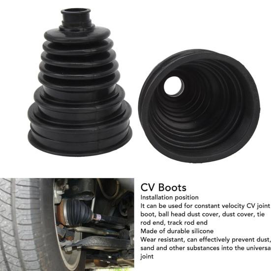 2Pcs CV Joint Dust Cover Set with 4 Stainless Steel Clamps 6 Cable Ties Silicone Waterproof Dustproof Axle Boot Repair Kit for Universal Car