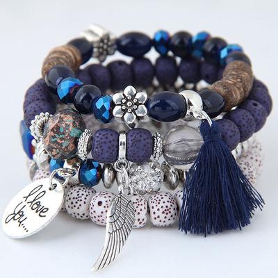 Vynikající opálový náramek Love Beaded Náramek Vícekruhový střapec Retro etnický styl