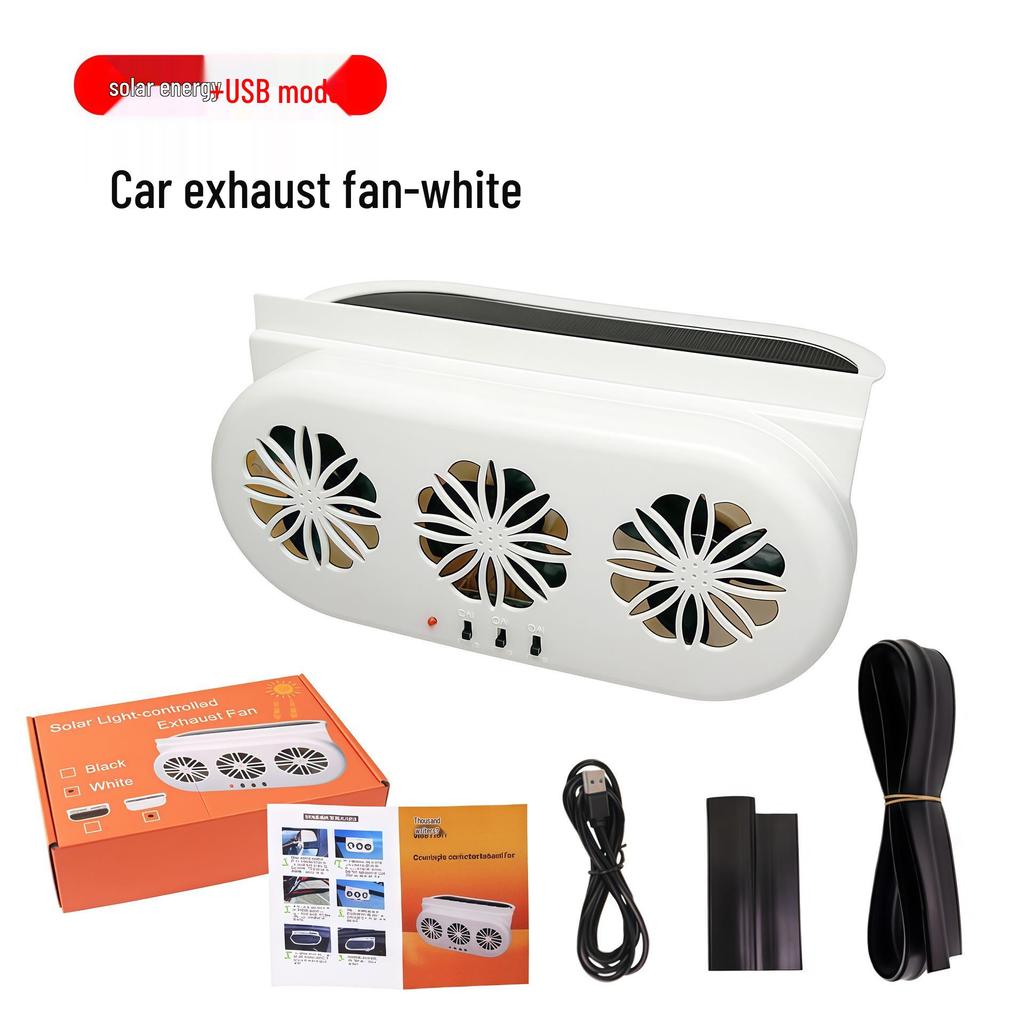 "USB Solární Ventilátor Výfuku Auta - Nový Styl Letní Chladič & Cirkulátor Vzduchu"