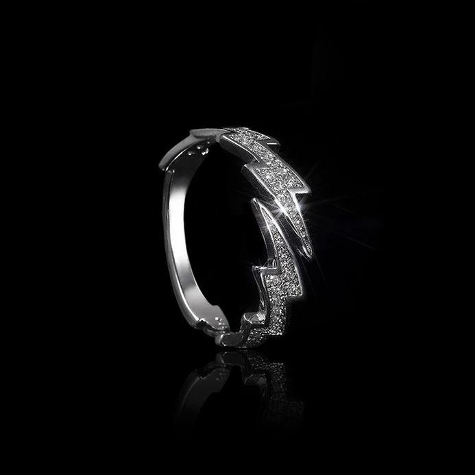

New Hip Hop Silver Color Lightning Open Rings for Women Men Trendy Irregular EKG Index Finger Ring Personality Jewelry Gift resizable