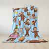 Curious George Flannel Blanket Warm Soft Halloween Christmas Couch Warm Cozy Decorative Decor Gift for All Season