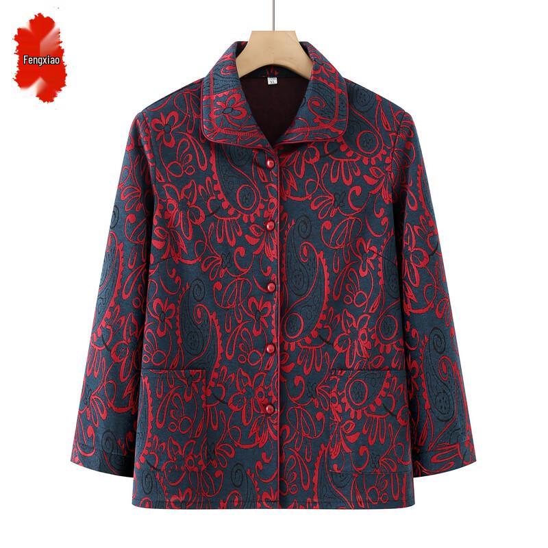 Женский кардиган с лацканами и узором пейсли 5XL