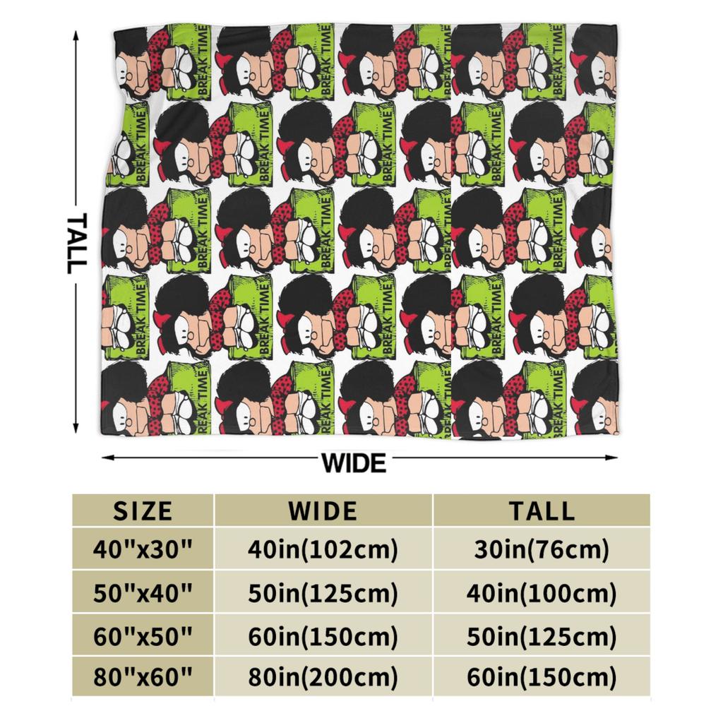 Mafaldas Break Time Sitting and Relaxing Position Flannel Blankets Creative Throw Blanket for Home Hotel Sofa 125*100cm Quilt,